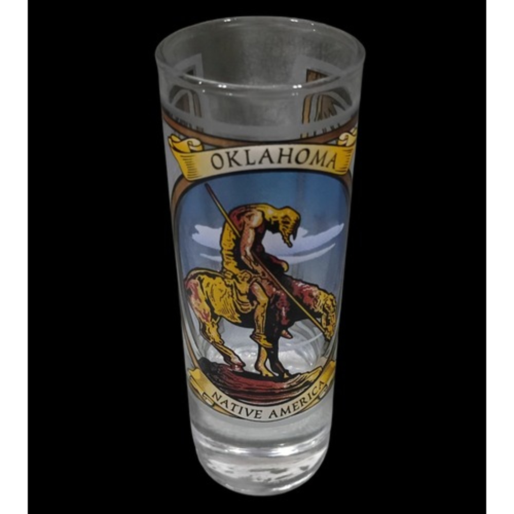 Vintage Real Time Oklahoma Native America Tall Shot Glass
